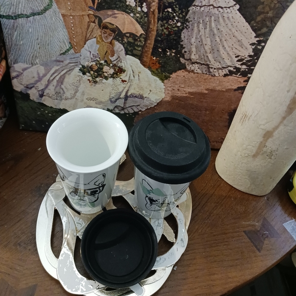 🥤🍵 2 Boston Terrier Ceramic Cup🥤🏕 Size 6"×3.75",Bow Coffee☕️Travel Cups. - Picture 9 of 12